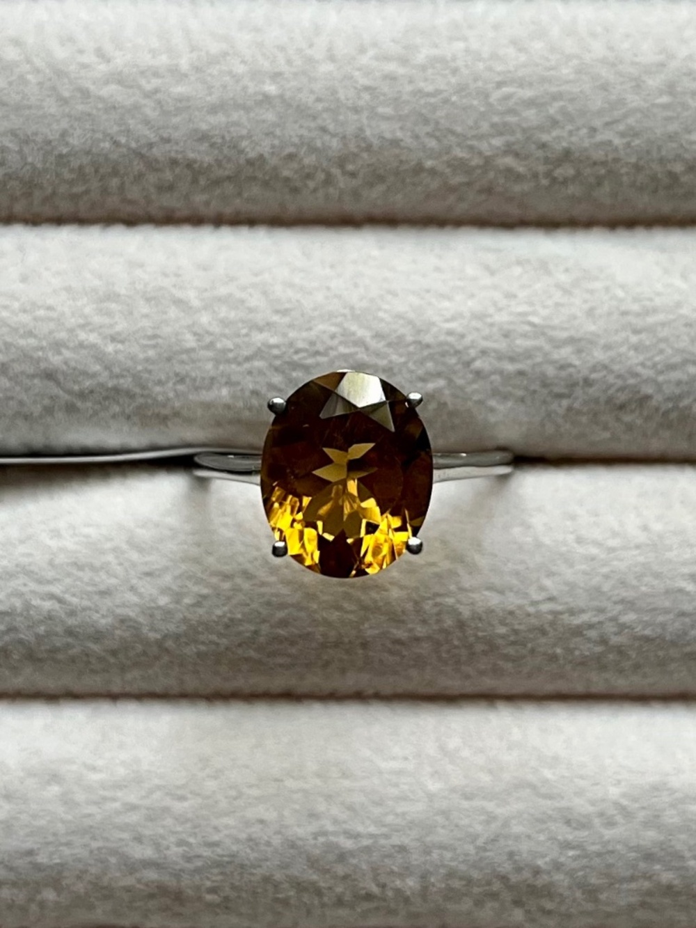 R082 | Genuine Whiskey Quartz .925 Sterling Silver Ring